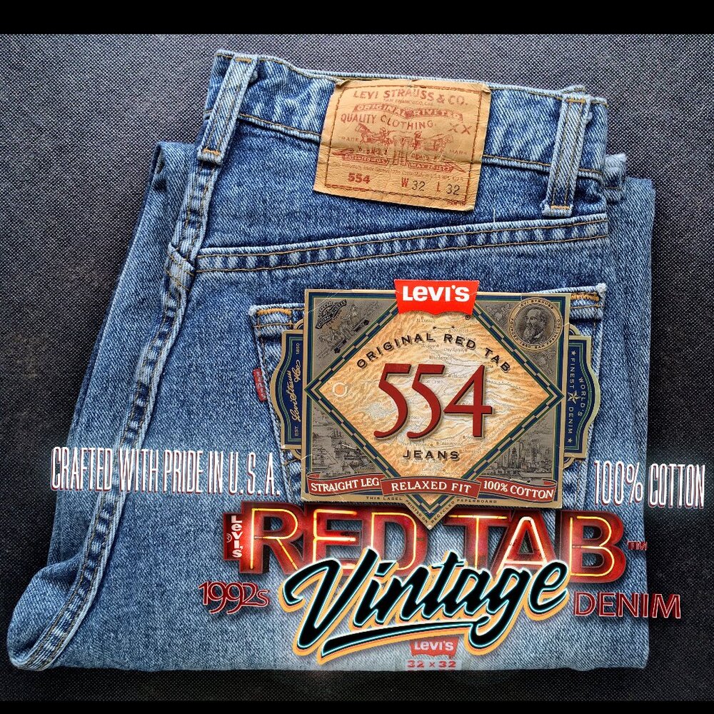 VINTAGE 1992 Made in U.S.A. LEVI'S® 554™XX Relaxed, Straight Leg Jeans — W32 L32